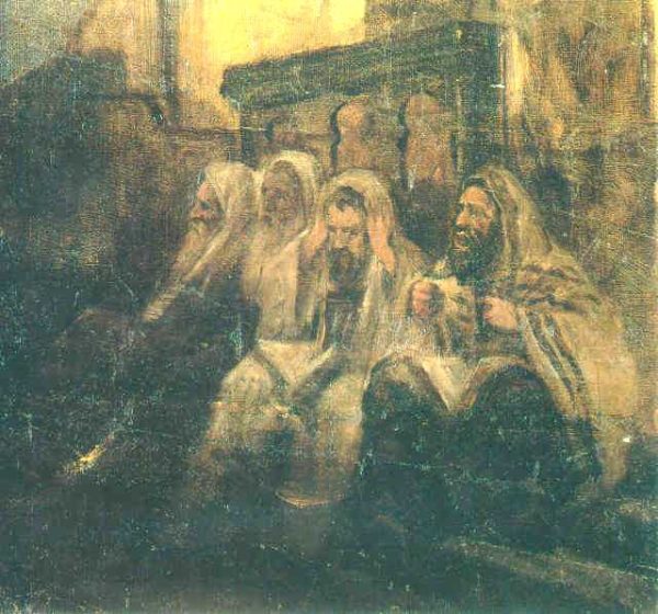Jews in the Synagogue by Maurycy Gottlieb