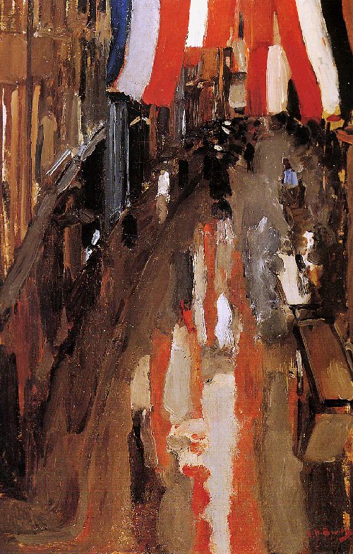 Kalverstraat with Flags by George Hendrik Breitner