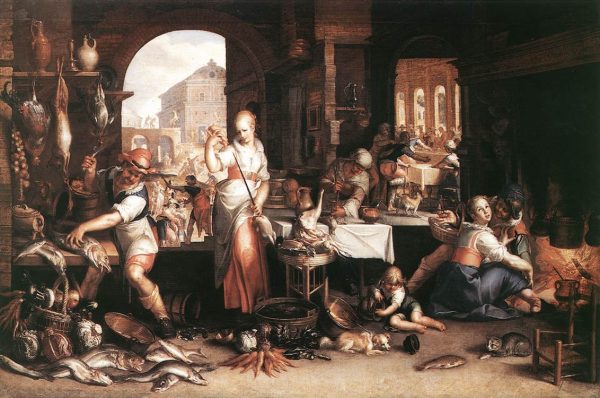 Kitchen Scene by Joachim Wtewael