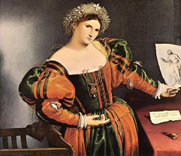 Lady With A Drawing Of Lucretia by Lorenzo Lotto