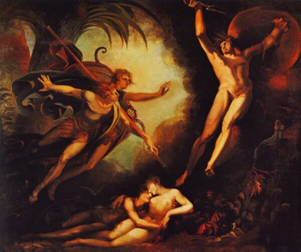 Satan Starting at the Touch of Ithuriel's Lance by Henry Fuseli