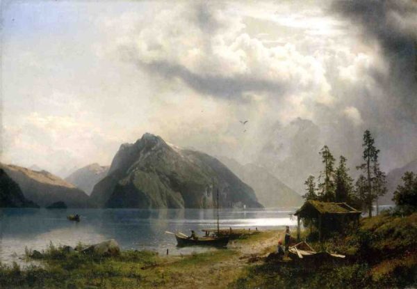 Landscape with Lake and Mountains by Hermann Ottomar Herzog