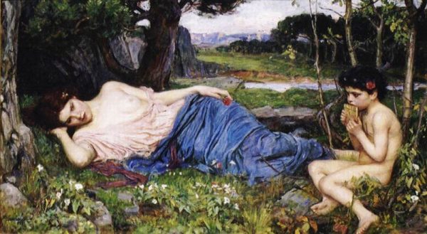 Listening to His Sweet Pipings by John William Waterhouse