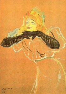 Yvette Guilbert sings Linger Longer Loo by Toulouse Lautrec - hand-painted oil reproduction