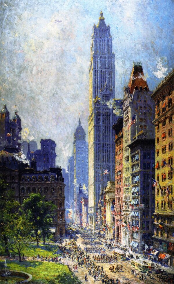 Lower Broadway in Wartime by Colin Campbell Cooper