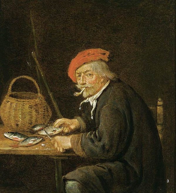 Man Scaling Fish by Quiringh Van Brekelenkam