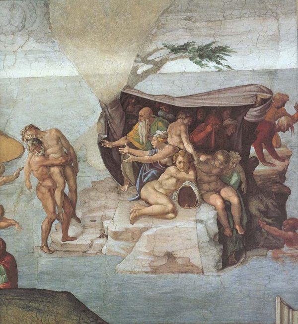 Ceiling of the Sistine Chapel Genesis Noah 7 The Flood right vie by Michelangelo