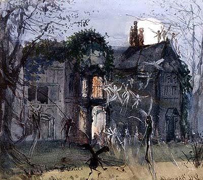 The Old Hall, Fairies by Moonlight by John Anster Fitzgerald - hand-painted oil reproduction