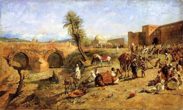 Arrival of a Caravan Outside The City of Morocco by Edwin Lord Weeks