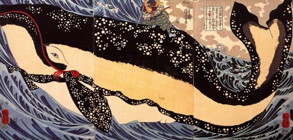 Musashi on the Back of a Whale by Utagawa Kuniyoshi