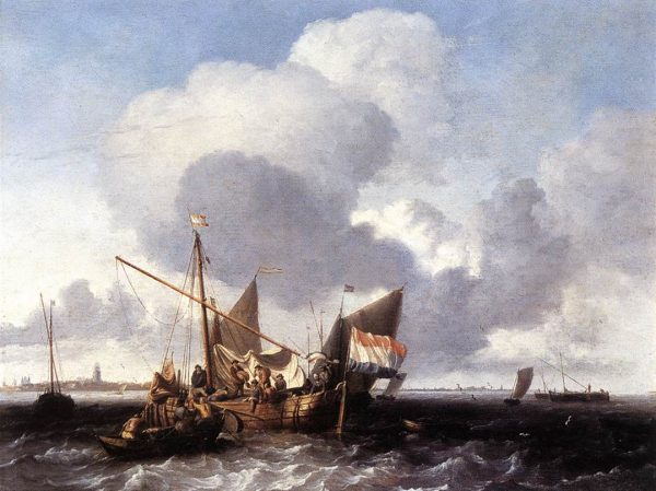 Ships on the Zuiderzee before the Fort of Naarden by Ludolf Backhuysen