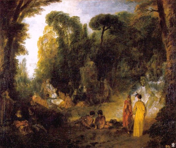 Gathering By The Fountain Of Neptune by Antoine Watteau
