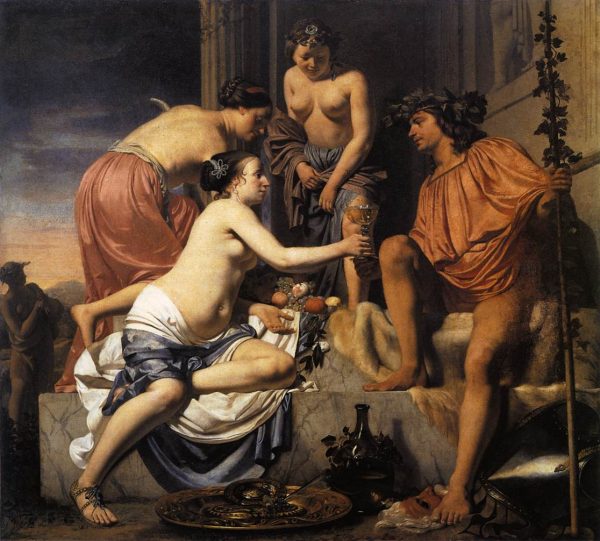 Nymphs Offering the Young Bacchus Wine, Fruit and Flowers by Caesar van Everdingen