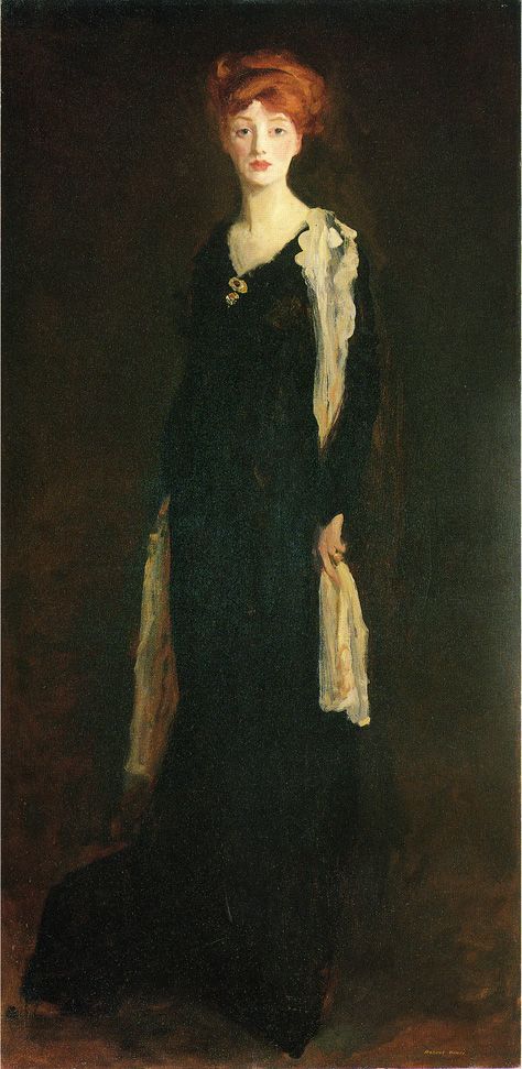 O in Black with Scarf by Robert Henri