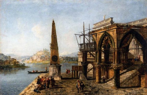 Capriccio with Gothic Building and Obelisk by Michele Marieschi