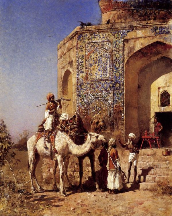 Old Blue-Tiled Mosque, Outside of Delhi, India by Edwin Lord Weeks