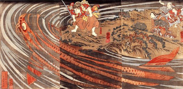 Oniwakamaru and the Giant Carp by Utagawa Kuniyoshi