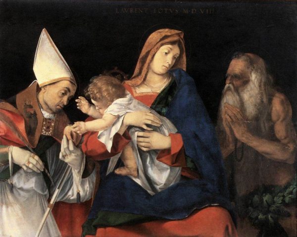 Madonna and Child with St. Ignatius of Antioch and St. Onophrius by Lorenzo Lotto