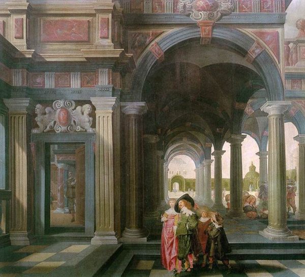 Palace Courtyard with Figures by Dirck van Delen