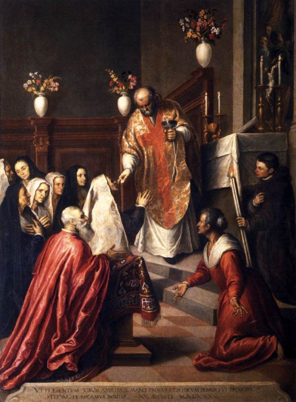 Pasquale Cicogna Hearing Mass by Palma Giovane