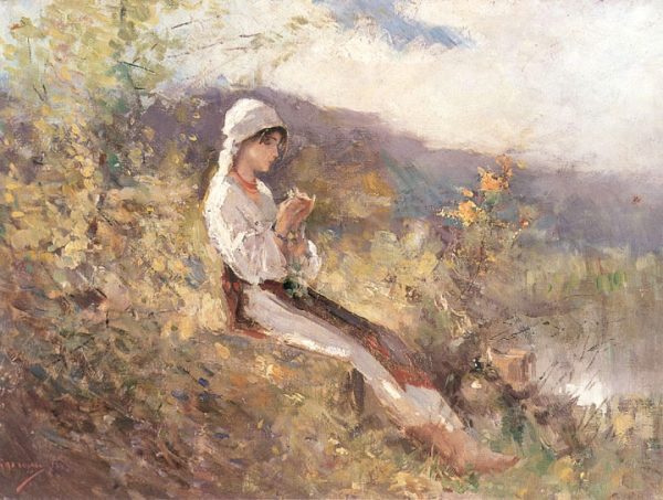 Peasant Woman Sitting on the Grass by Nicolae Grigorescu