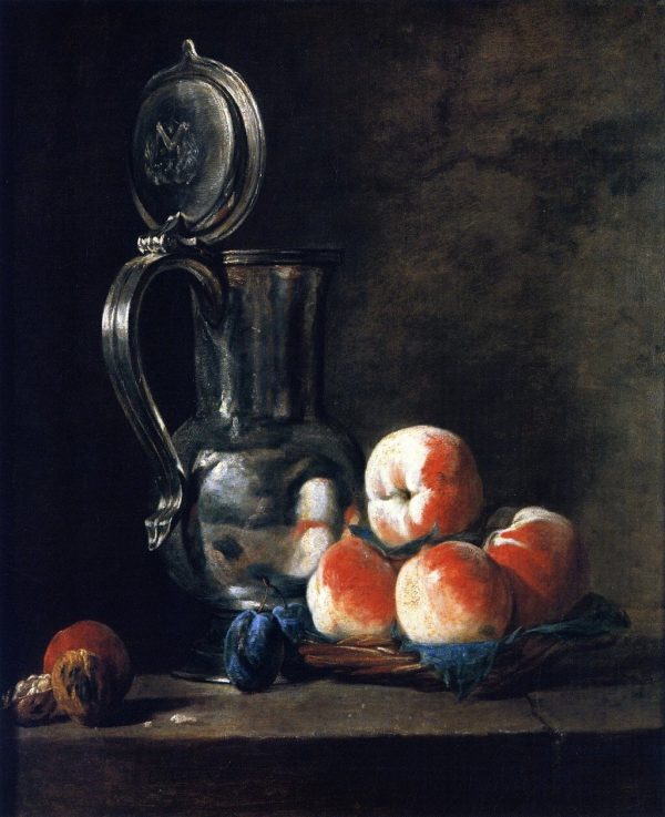 Pewter Jug with Basket of Peaches Plums and Walnuts by Jean-Baptiste-Simeon Chardin