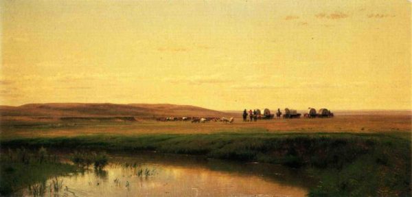 A Wagon Train on the Plains, Platte River by Thomas Worthington Whittredge