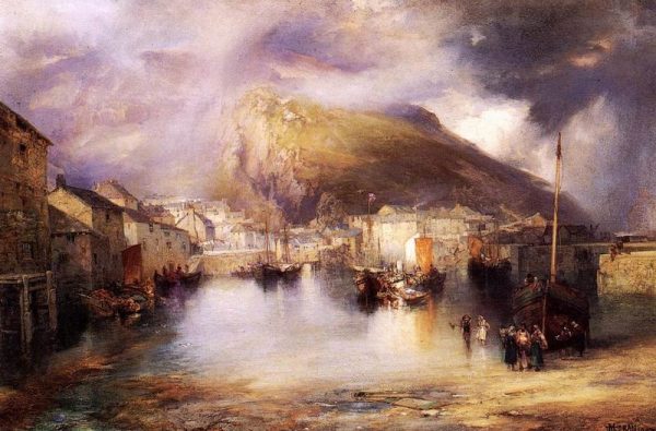 An English Fishing Village Polperro Cornwall by Thomas Moran