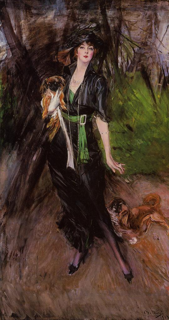 Portrait of Lina Bilitis With Two Pekinese by Giovanni Boldini