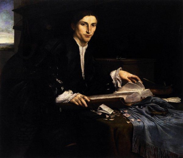 Portrait of a Gentleman in his Study by Lorenzo Lotto