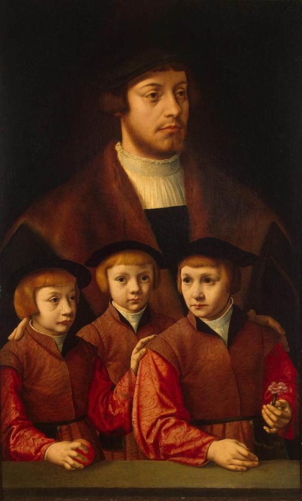 Portrait of a Man with Three Sons by Barthel Bruyn