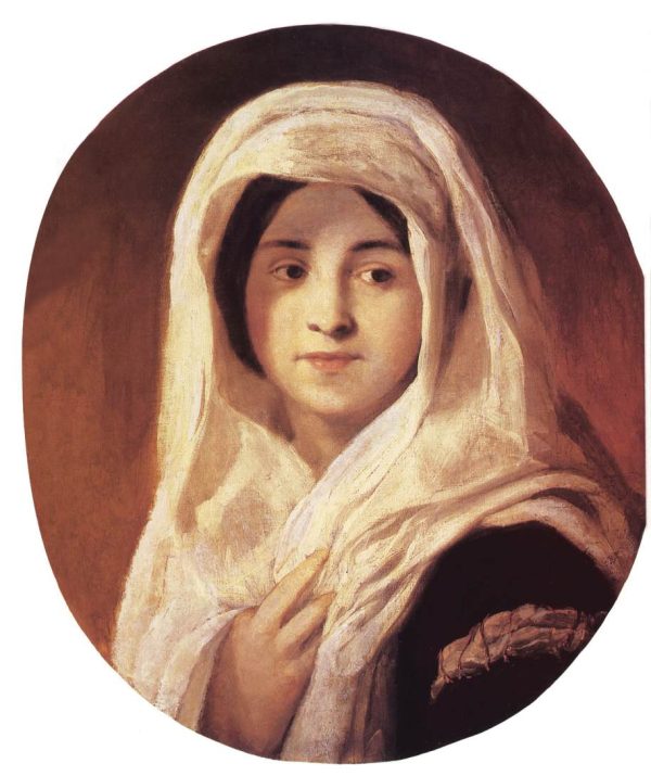 Portrait of a Woman with Veil by Karoly Brocky