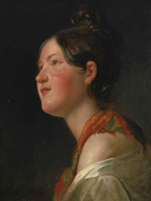 Portrait of a young girl in profile