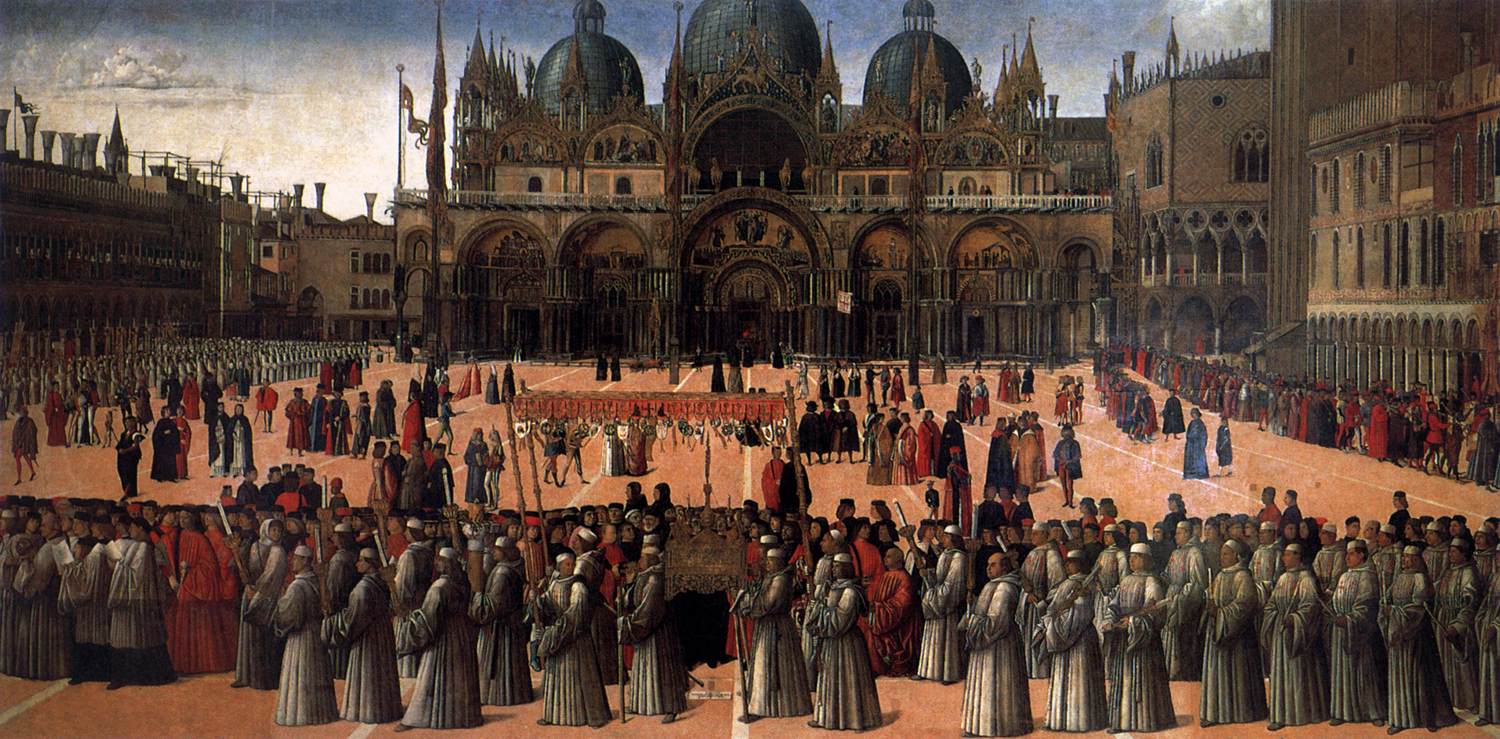Procession in Piazza San Marco by Gentile Bellini - hand-painted oil reproduction