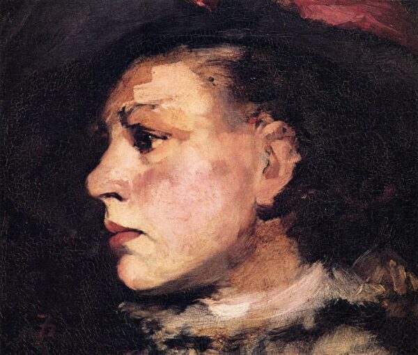 Profile of Girl with Hat by Frank Duveneck