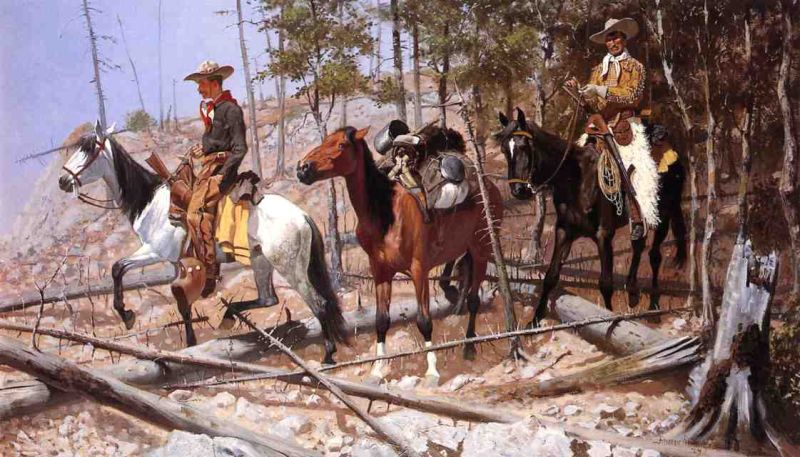 Prospecting for Cattle Range by Frederic Remington - hand-painted oil reproduction