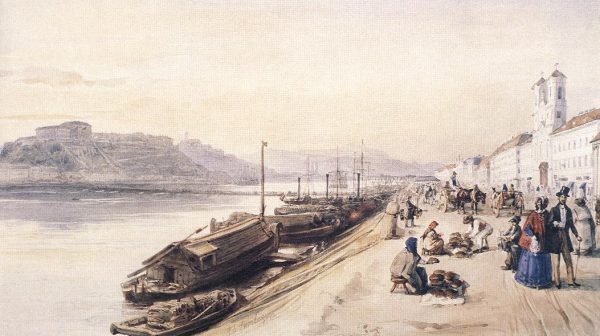Quay of the Danube with Greek Church by Miklos Barabas