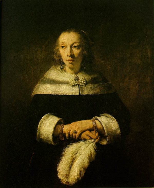 Portrait of a Lady with an Ostrich Feather Fan c. 1660 by Rembrandt
