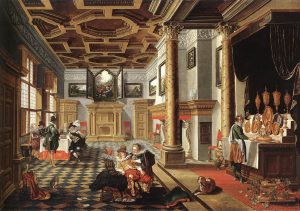 Renaissance Interior with Banqueters by Bartholomeus Van Bassen - hand-painted oil reproduction