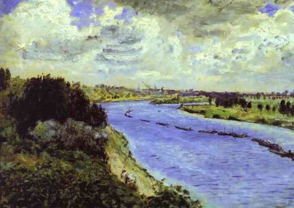 Barges on the Seine by Pierre Auguste Renoir