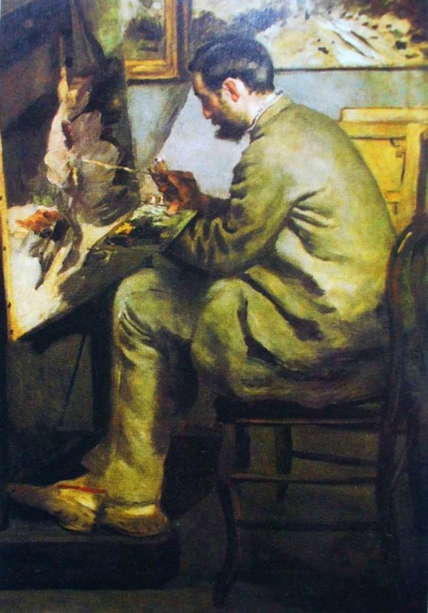 Frederic Bazille at His Easel by Pierre Auguste Renoir
