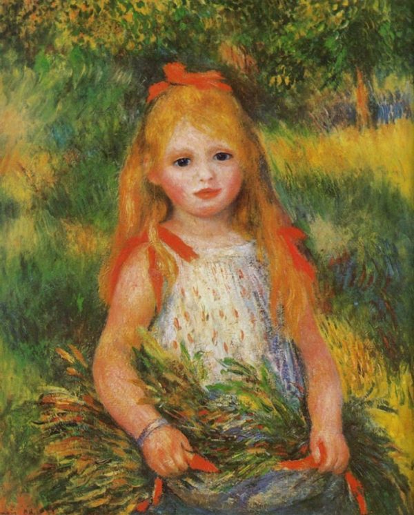 Little Girl with a Spray of Flowers by Pierre Auguste Renoir