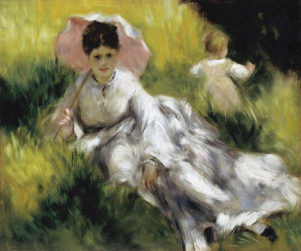 Woman with a Parasol and Child by Pierre Auguste Renoir