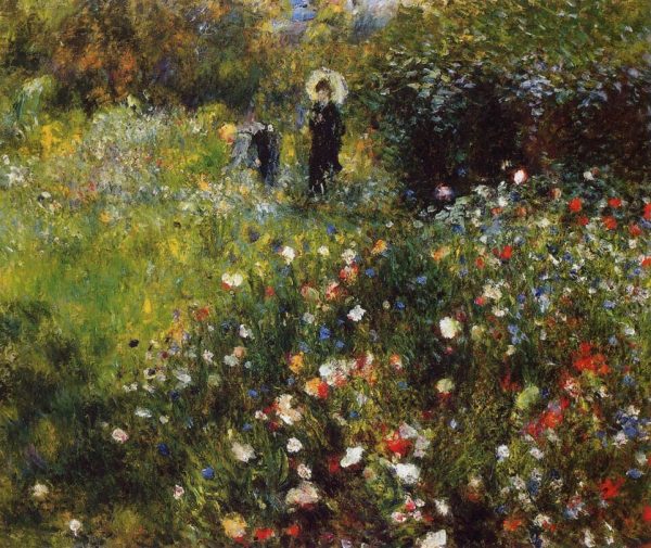 Woman with a Parasol in a Garden by Pierre Auguste Renoir