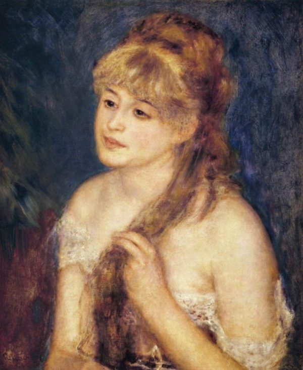 Young Woman Braiding Her Hair by Pierre Auguste Renoir