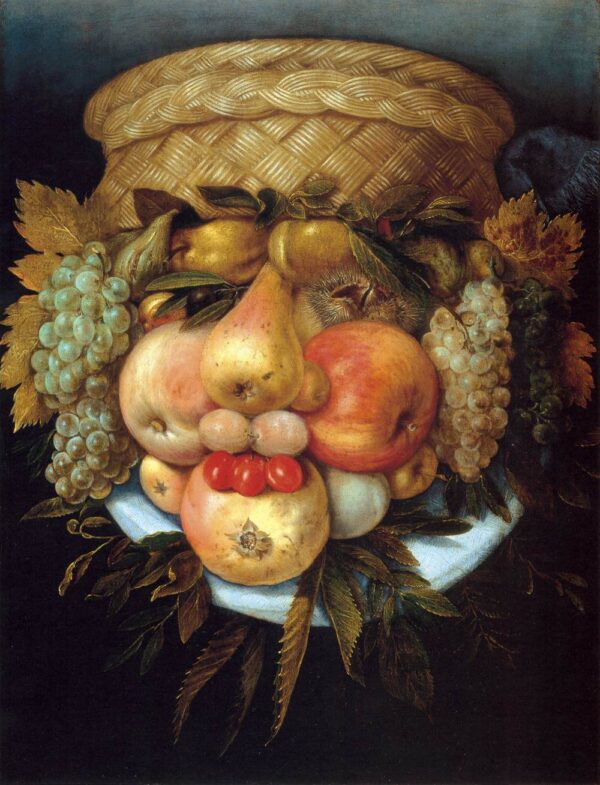 Reversible Head with Basket of Fruit by Giuseppe Arcimboldo