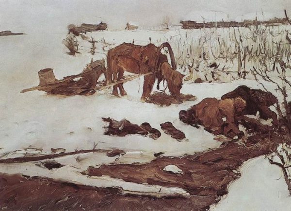 Rinsing Clothes in the River by Valentin Alexandrovich Serov