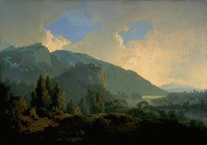 An Italian Landscape with Mountains and a River by Joseph Wright - hand-painted oil reproduction