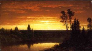 River Sunset   View of the Catskills by John William Casilear - hand-painted oil reproduction