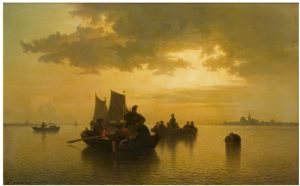 River with Fishing Boats by Karl Adloff - hand-painted oil reproduction